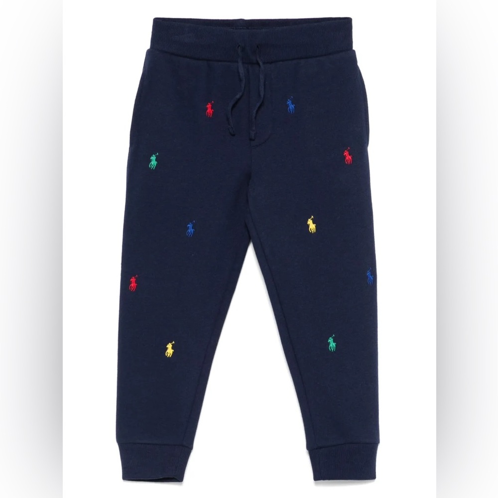 Ralph Lauren Kids' Navy Joggers with Multicolor Logo